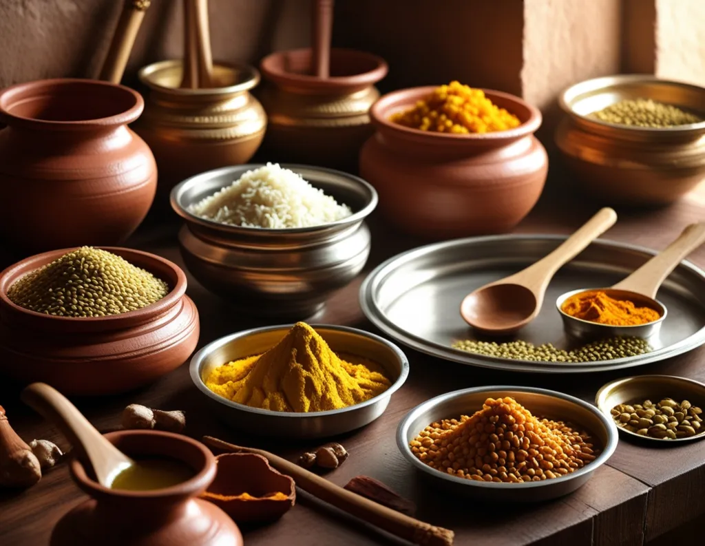 Clay pots, wooden ladles, and steel thalis as kitchen tools for sattvic cooking