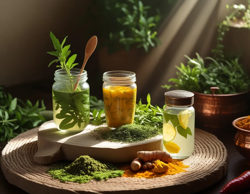 Herbal sattvic teas with tulsi, ginger, and fennel for detox and calm