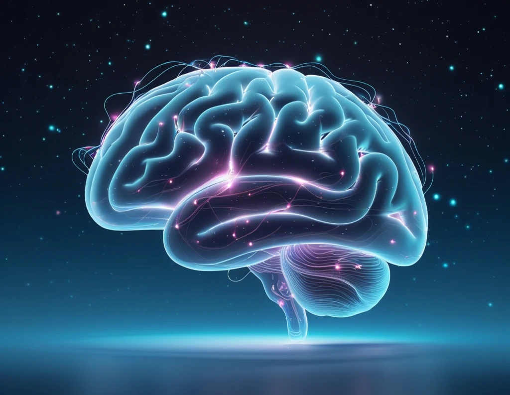Glowing neural network representing mindful brain activity
