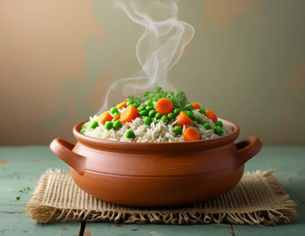 One-pot sattvic meal with wholesome grains and herbs