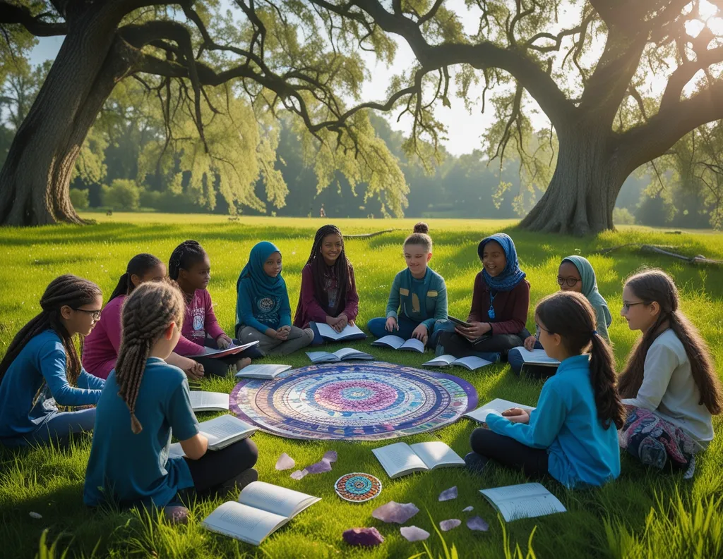 Children learning with blend of nature, spirituality, and tech