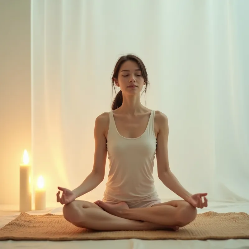 Person in silence with candle nearby