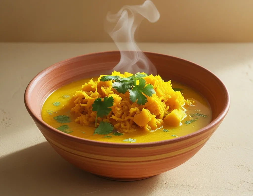 Golden turmeric ginger kitchari bowl for healing