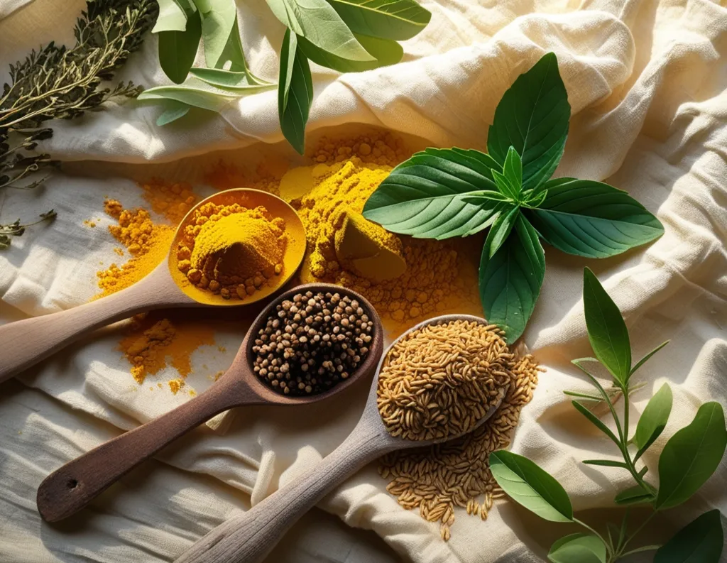 Healing sattvic spices – turmeric, tulsi, and cumin