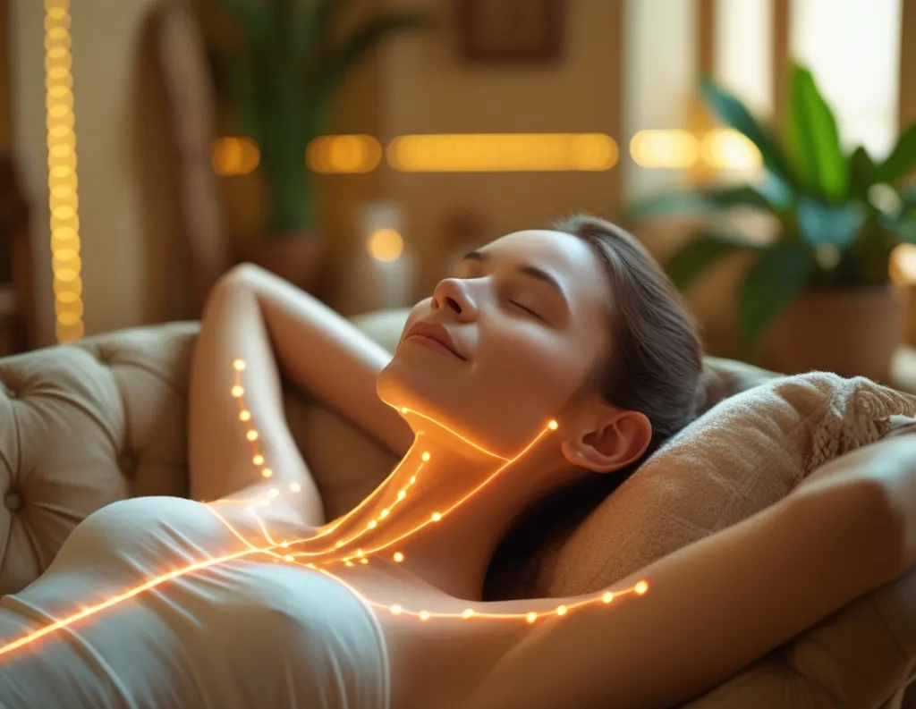  Meditator practicing full-body awareness through mindfulness scanning.