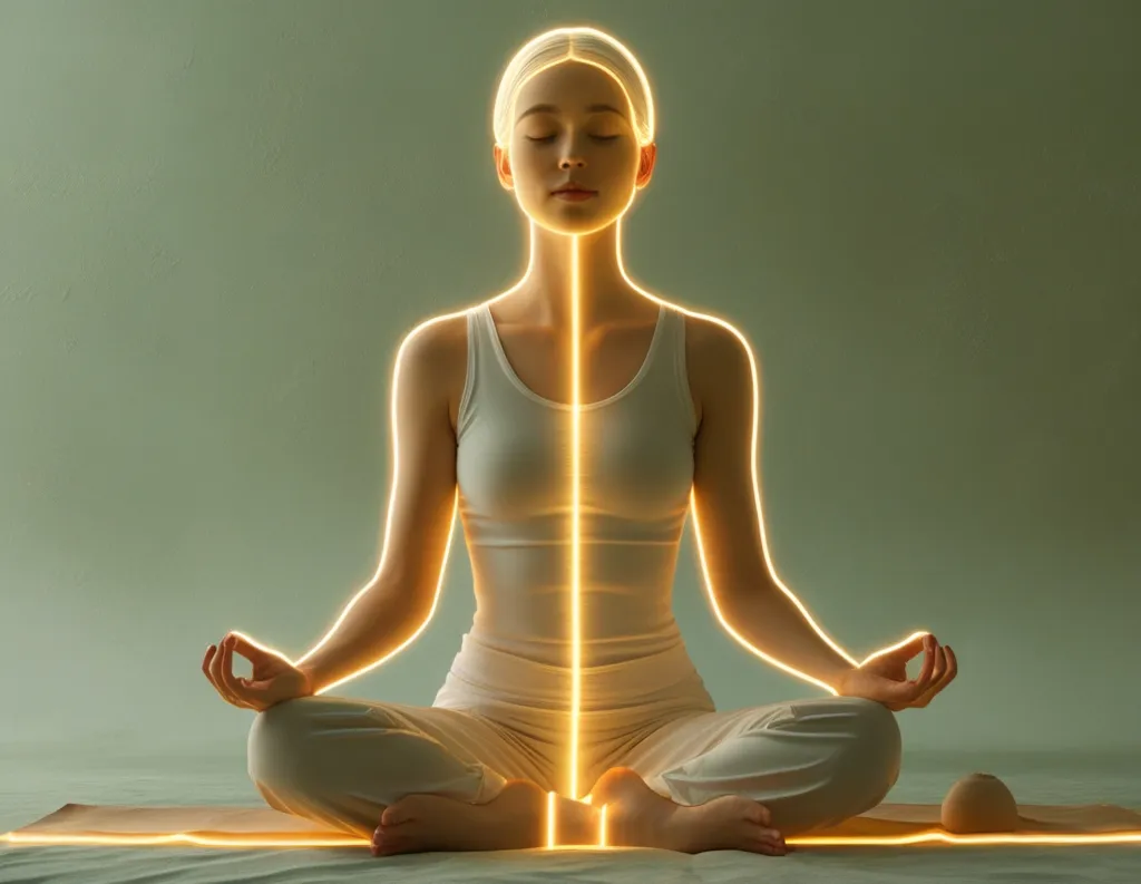 Meditator focusing awareness through body scan technique

