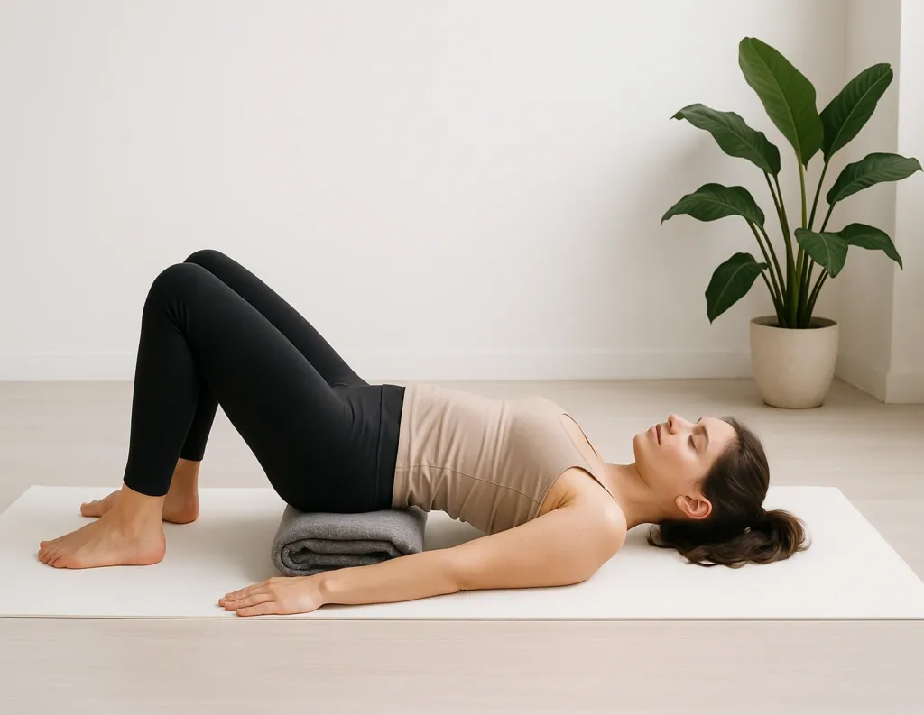 Mom doing supported pelvic tilts