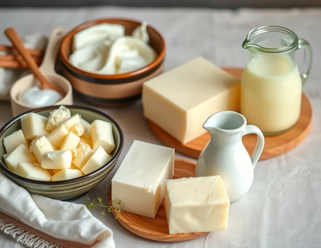 Sattvic dairy including cow milk, homemade curd, and ghee