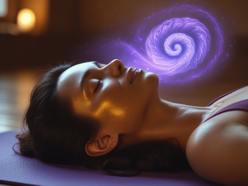 Person lying in Shavasana for deep Yoga Nidra rest