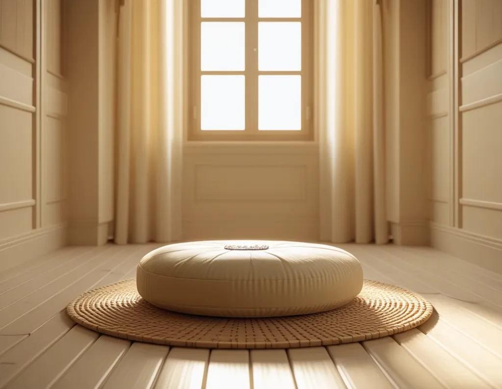 Zafu meditation cushion providing posture support for comfortable long meditation