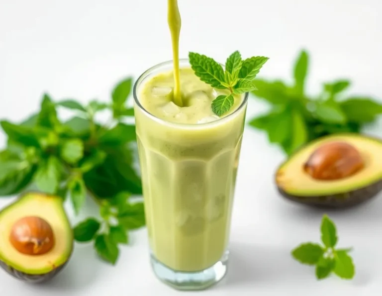 coconut Avocado smoothie heart recipe in a glass