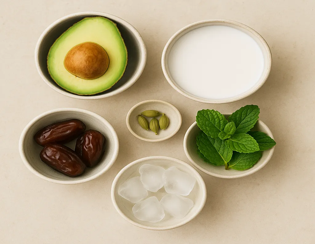 Ingredients for avocado coconut smoothie