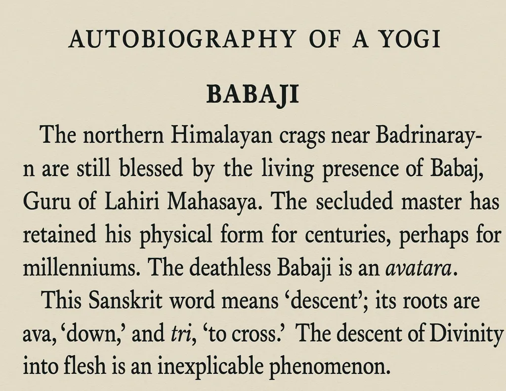 Text from Autobiography of a Yogi answering who is Mahavatar Babaji

