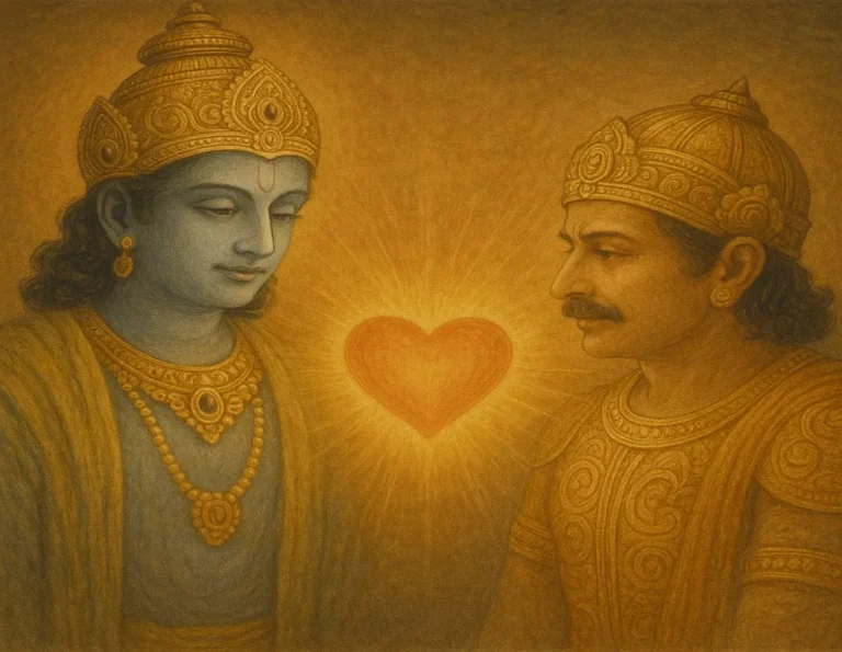 Bhagavad Gita on love attachment teachings illustrated with divine heart symbolism