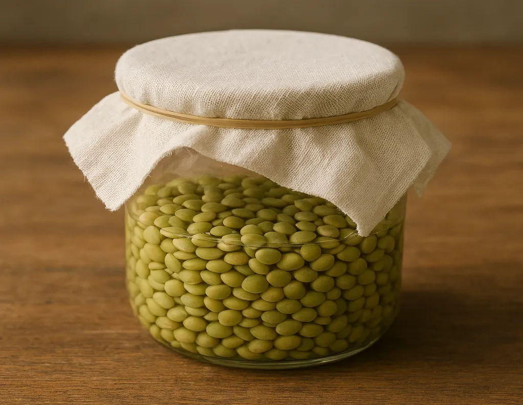 Draining soaked lentils