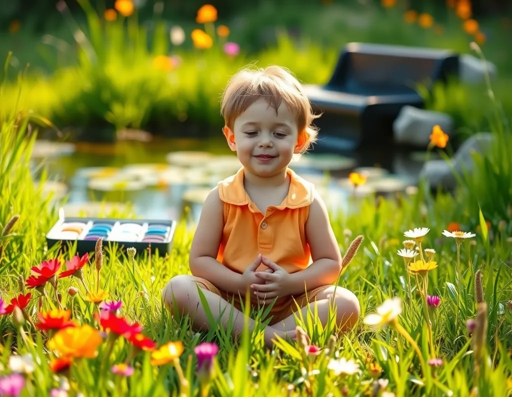 A child practicing mindfulness and creativity through nature-based holistic education

