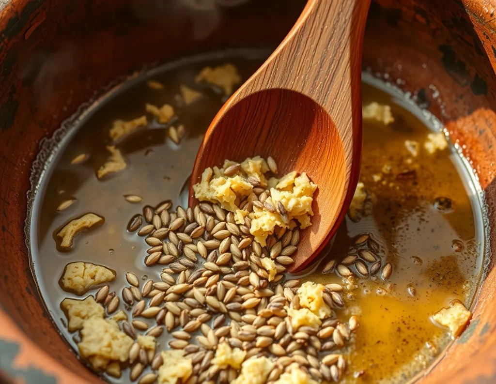 Cow ghee tempering with spices for sattvic khichdi