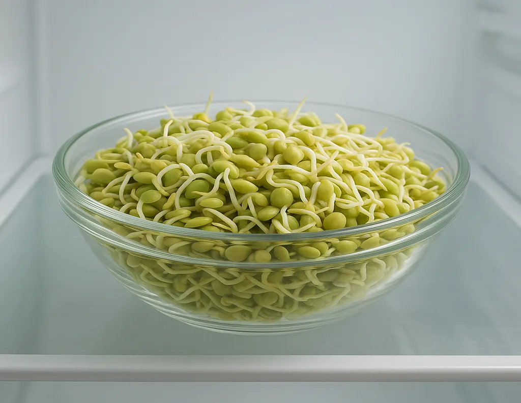 Fresh lentil sprouts in bowl